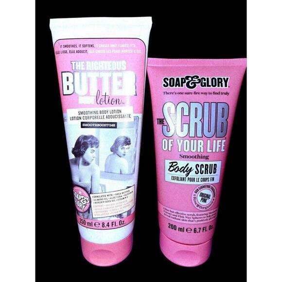 Soap & Glory Bundle of 2; Smoothing Body Scrub & Smoothing Body Lotion - Picture 1 of 3